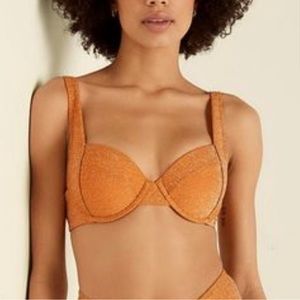 PINK Victoria's Secret Shimmer Push Up Demi Bikini Top NEW Orange